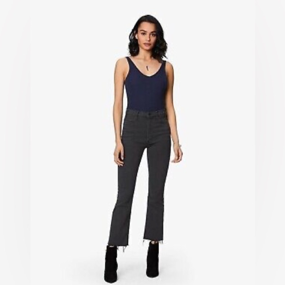 MOTHER The Hustler Ankle Fray Jeans Faded Black Sz24